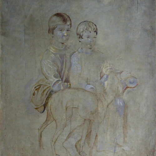 Ritratto delle figlie, 1956-57, Tecnica mista su tavola, cm 67 x 55