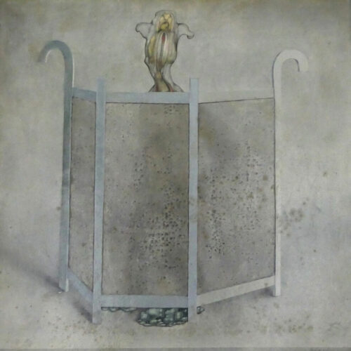 Paravento, 1975, Tecnica mista su tavola, cm 50,5 x 50,5