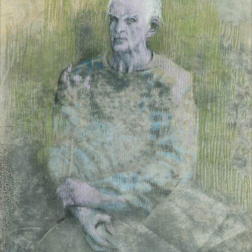 Autoritratto, inizio anni Novanta, Tecnica mista su tavola, cm 112,5 x 80